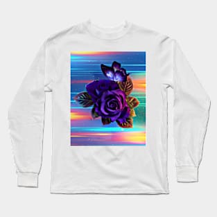 Colorful strikes and purple rose Long Sleeve T-Shirt